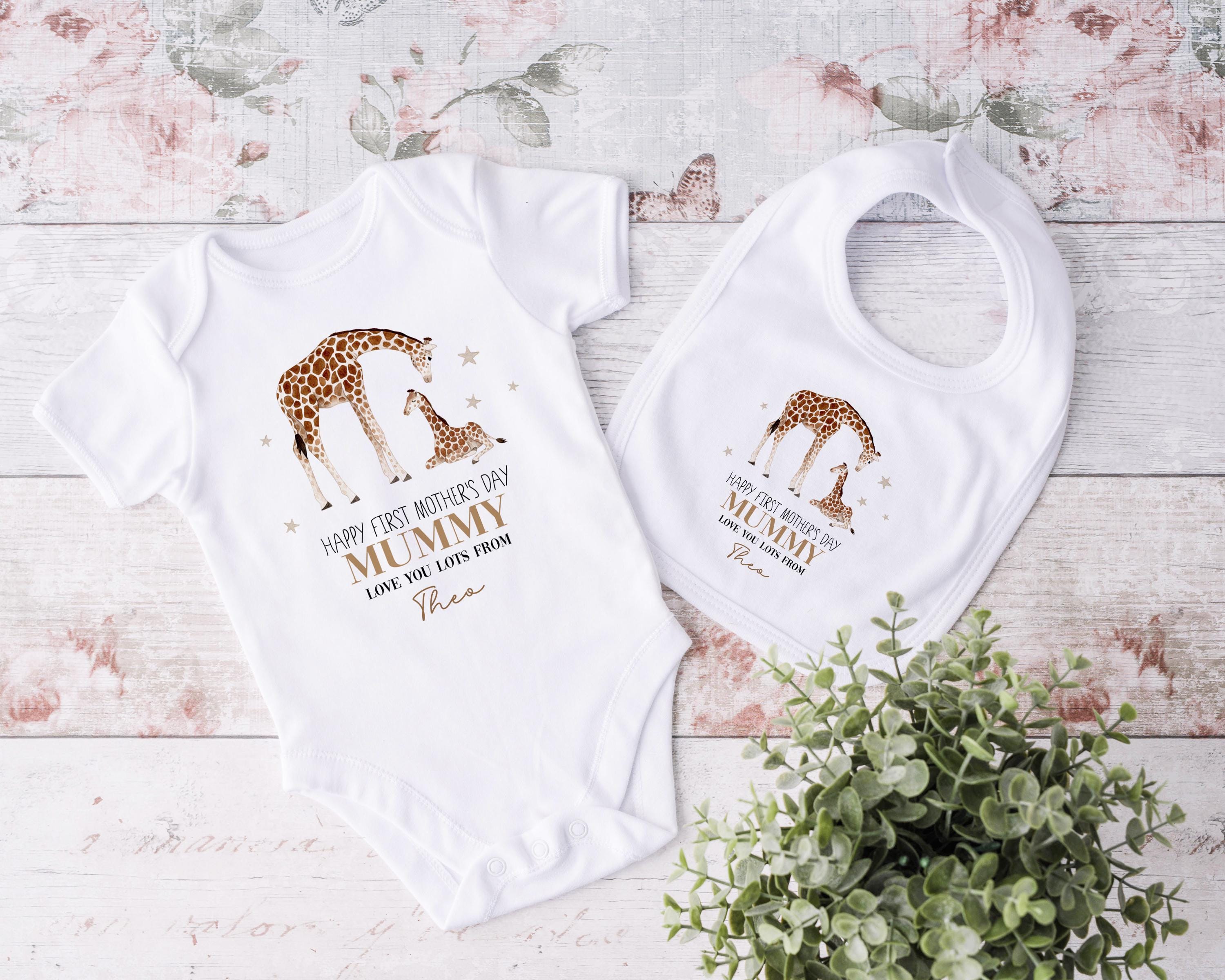 Personalised First Mother's Day Gift, Our 1st Mother's Day Top, Babies Giraffe Mother's Day Outfit