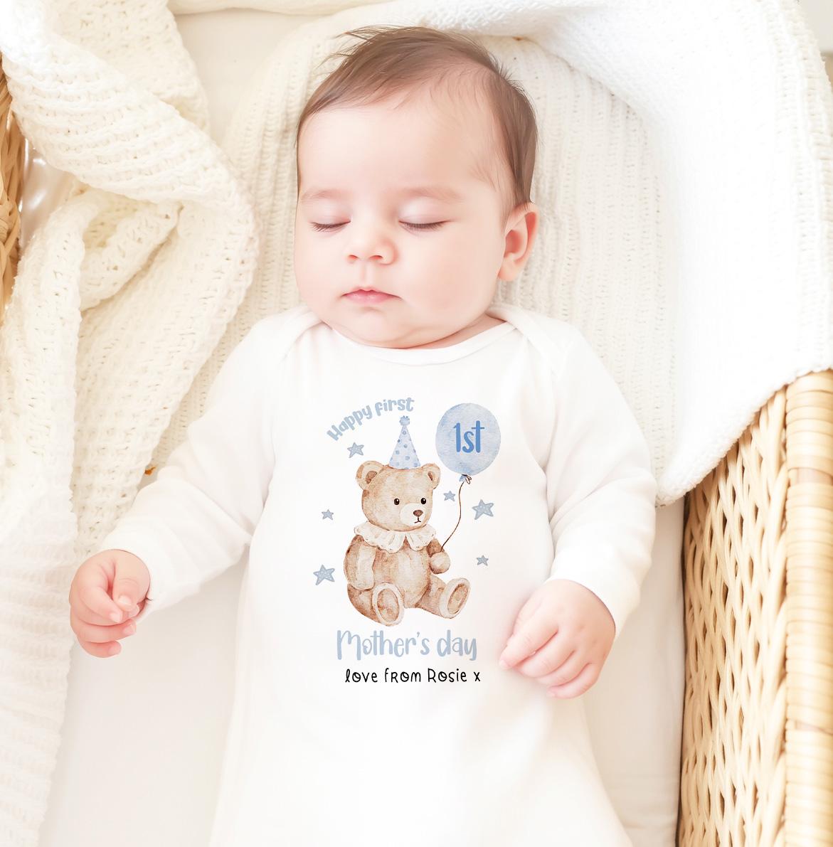 Personalised First Mother's Day Gift, Our 1st Mother's Day Top, Babies Teddy Mother's Day Outfit