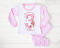 Personalised Girl Pink Strawberry Birthday Pyjamas, When I Wake Up I’ll Be 3 PJs, Toddler Birthday Pjs, Berry third Pyjamas