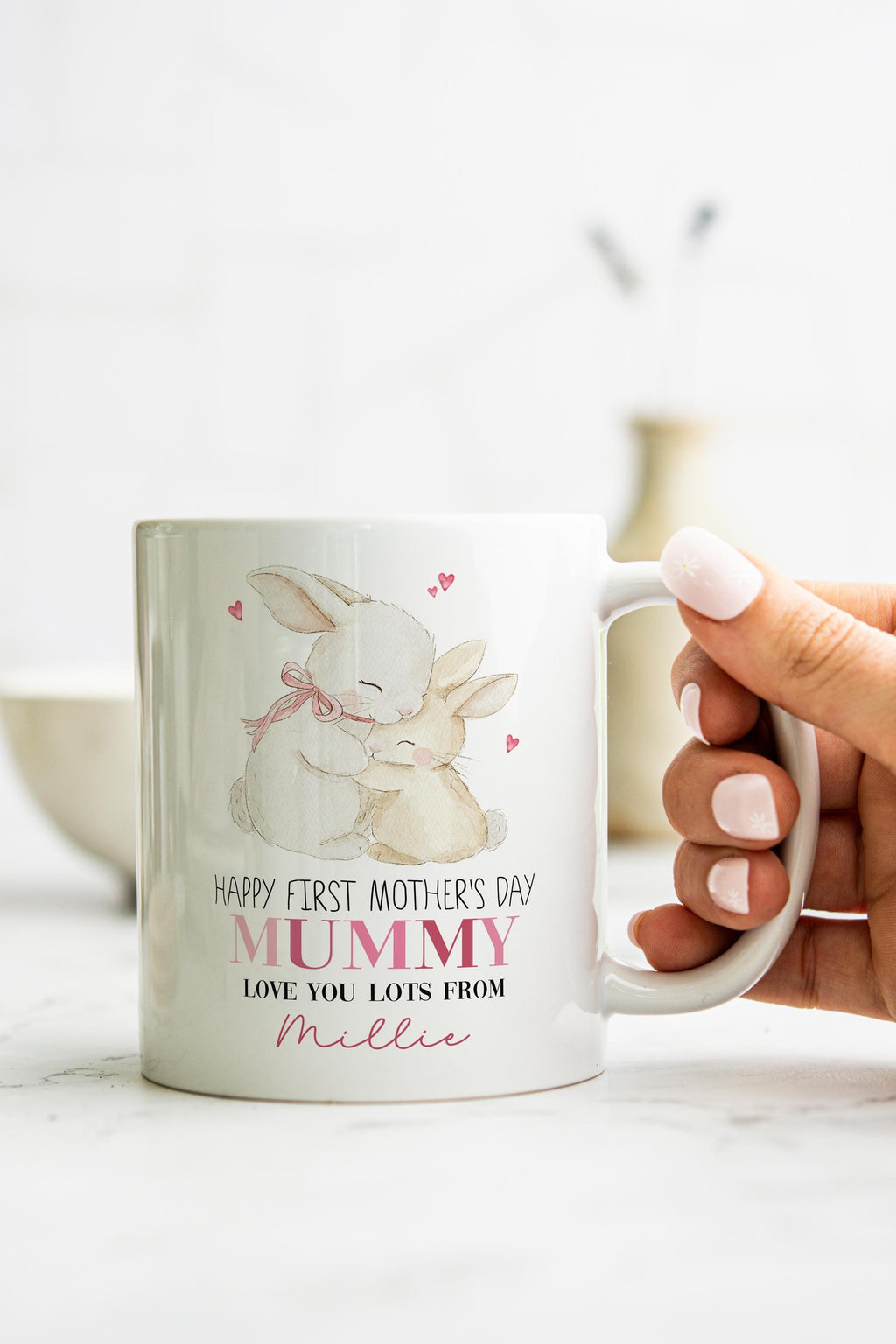Personalised Happy First Mother's Day Gift, Mummy Bear Mug & Coaster Set, mothers day presents