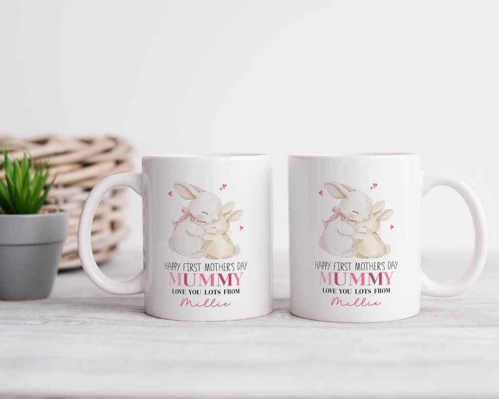 Personalised Happy First Mother's Day Gift, Mummy Bear Mug & Coaster Set, mothers day presents