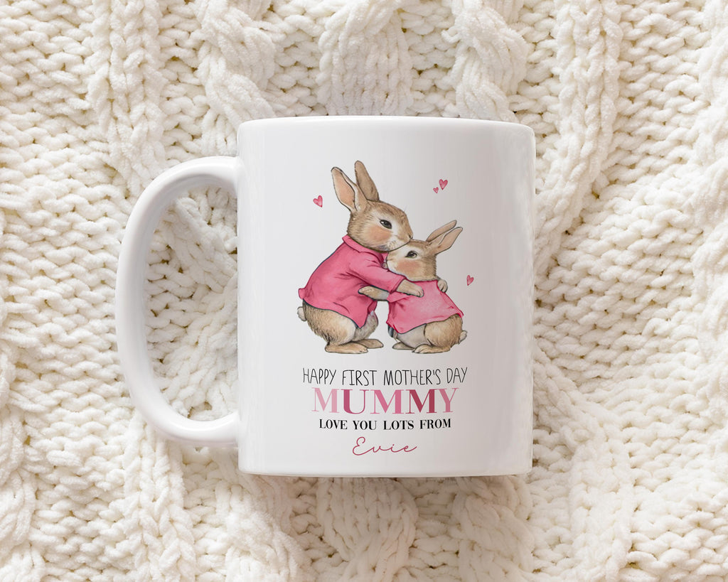 Personalised Happy First Mother's Day Gift, Mummy Bear Mug & Coaster Set, mothers day presents