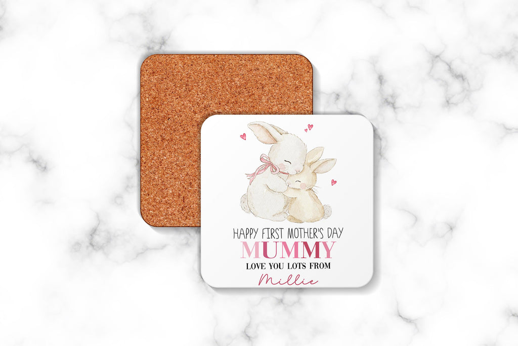 Personalised Happy First Mother's Day Gift, Mummy Bear Mug & Coaster Set, mothers day presents