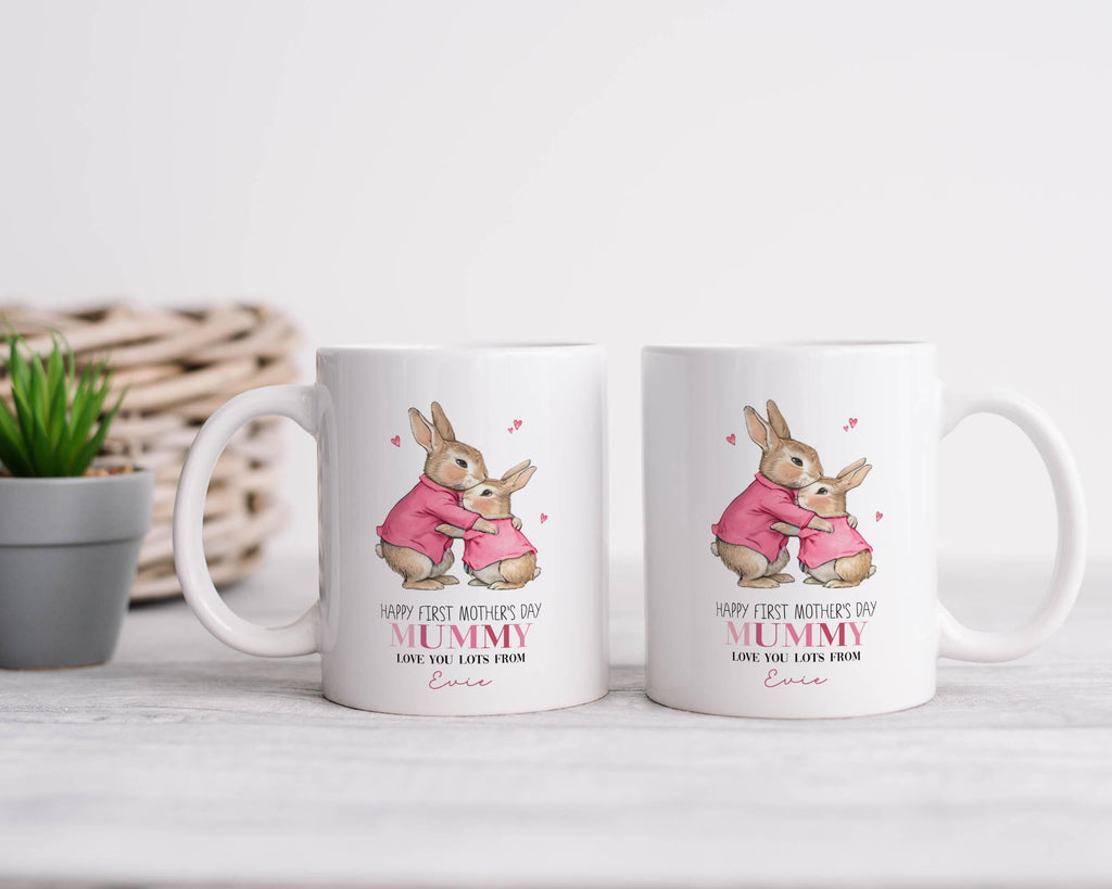 Personalised Happy First Mother's Day Gift, Mummy Bear Mug & Coaster Set, mothers day presents