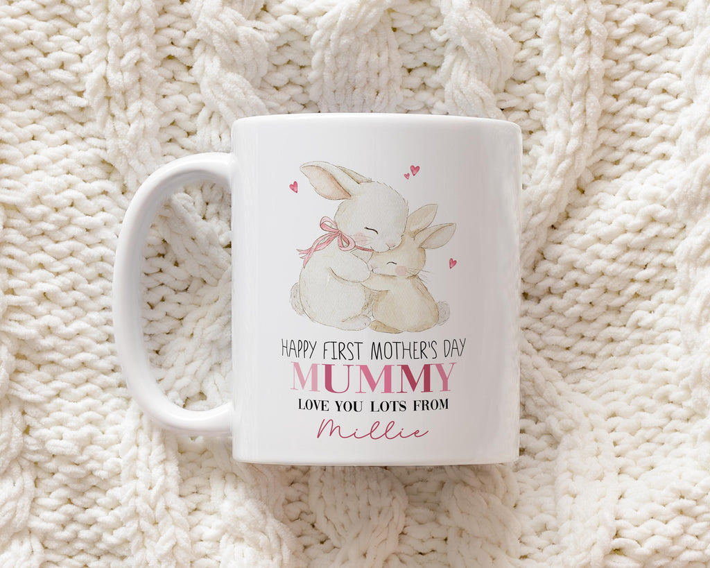 Personalised Happy First Mother's Day Gift, Mummy Bear Mug & Coaster Set, mothers day presents