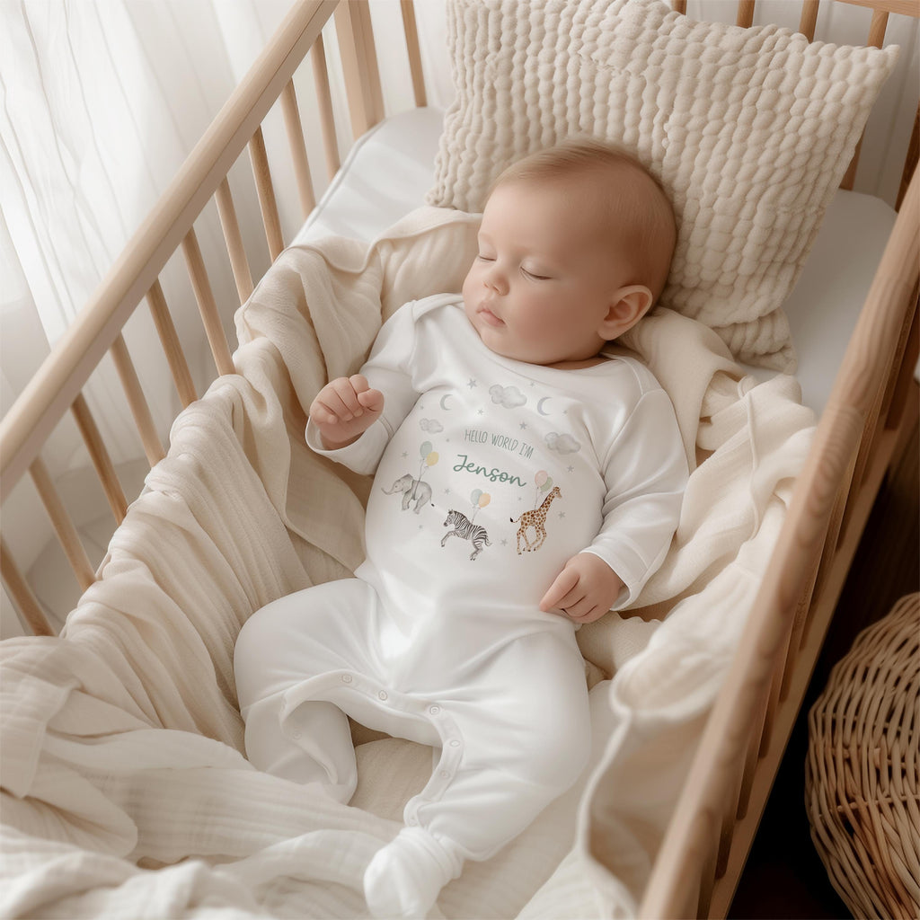 Personalised Hello World Babygrow Sleepsuit, Vest, New Baby Gift, Coming Home Gift, New Baby Pregnancy Baby Announcement sleepsuit