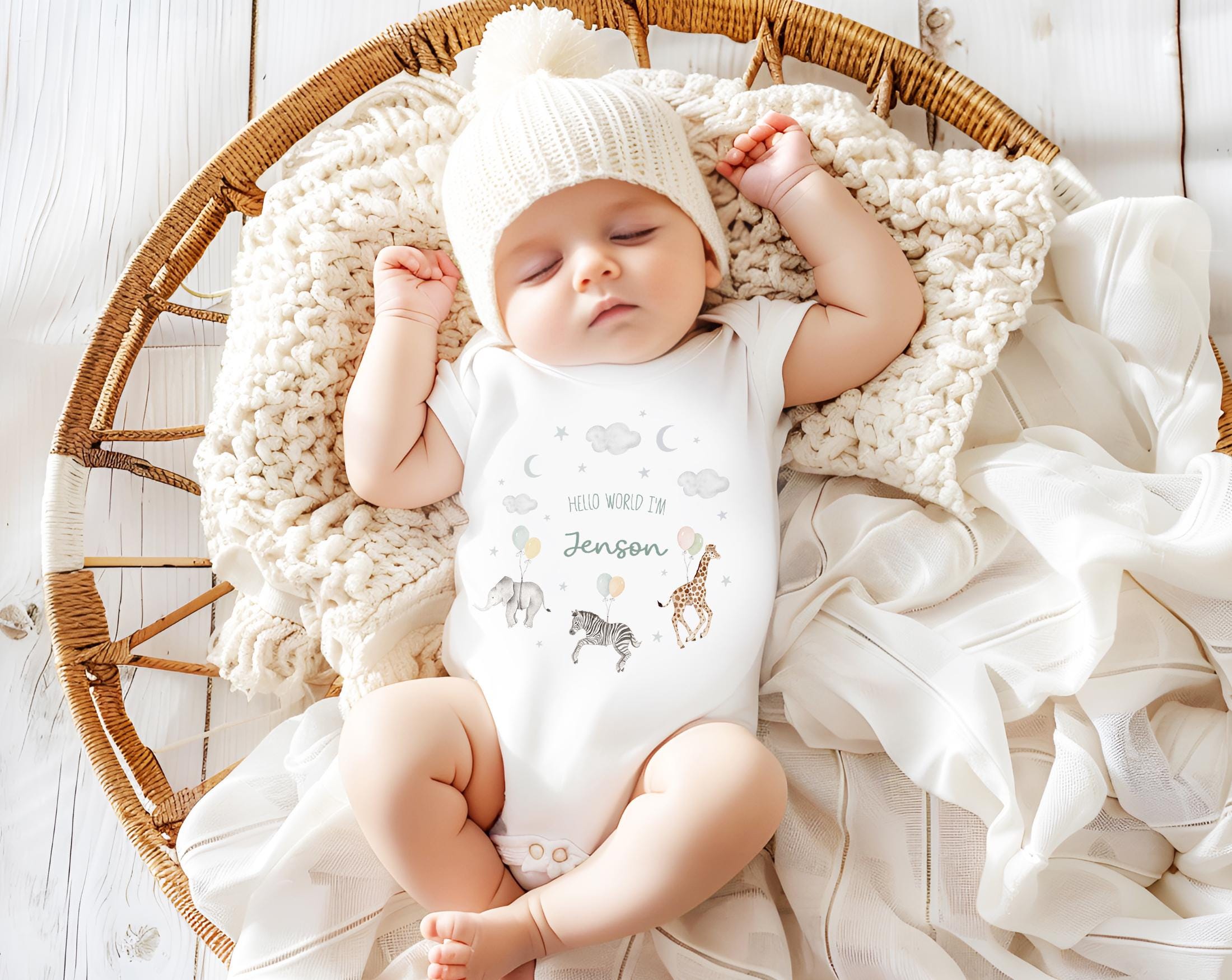 Personalised Hello World Babygrow Sleepsuit, Vest, New Baby Gift, Coming Home Gift, New Baby Pregnancy Baby Announcement sleepsuit