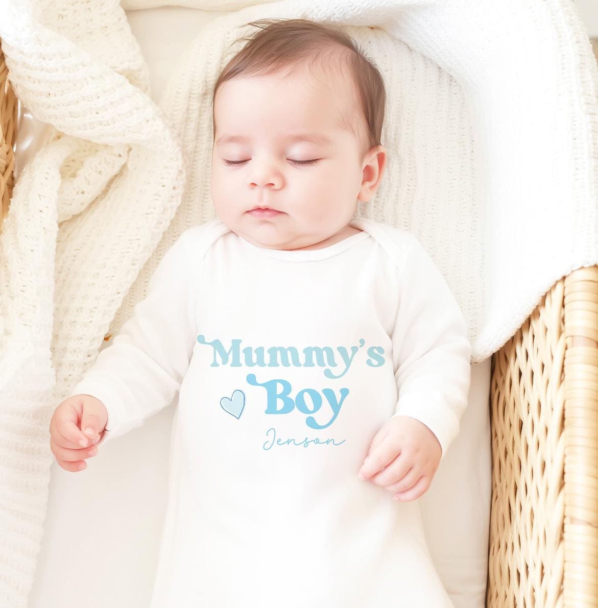 Personalised Mummy's Boy Mother's day Babygrow , Mother's Day Gift For New Mum, Personalized Baby Boy Sleepsuit
