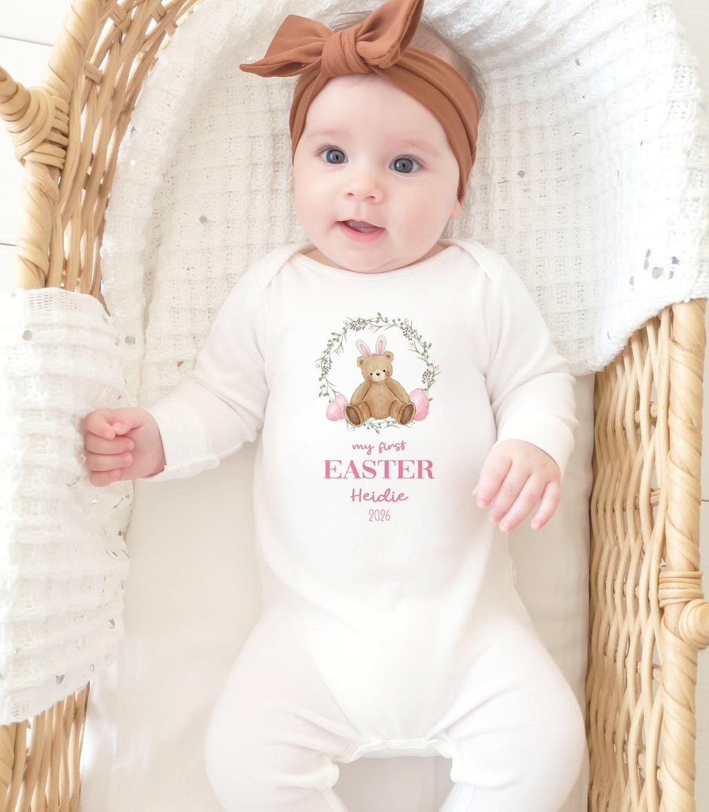 Personalised My First Easter Babygrow, 1st Easter Sleepsuit