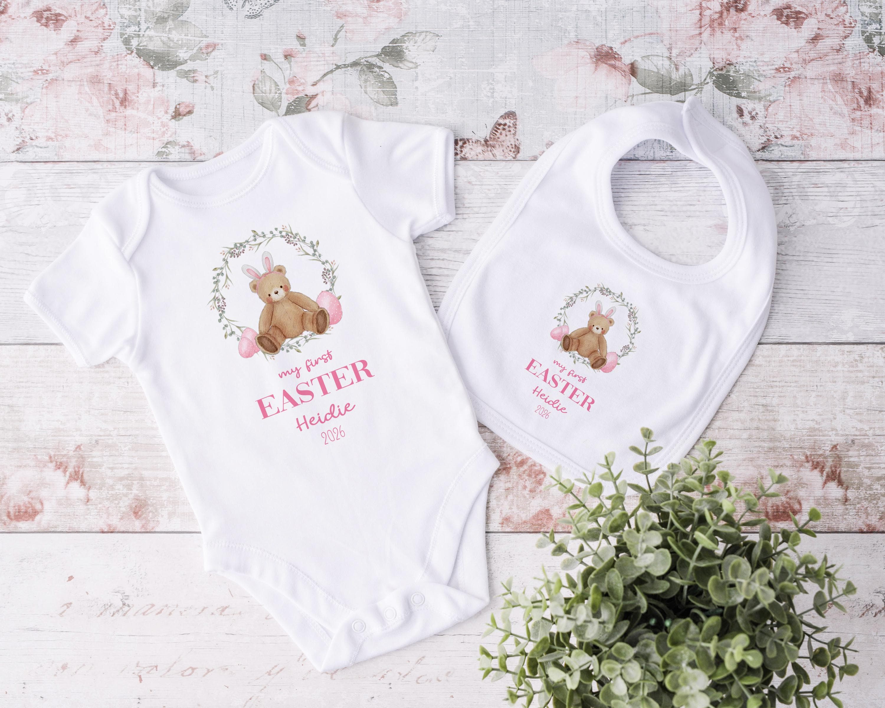 Personalised My First Easter Babygrow, 1st Easter Sleepsuit