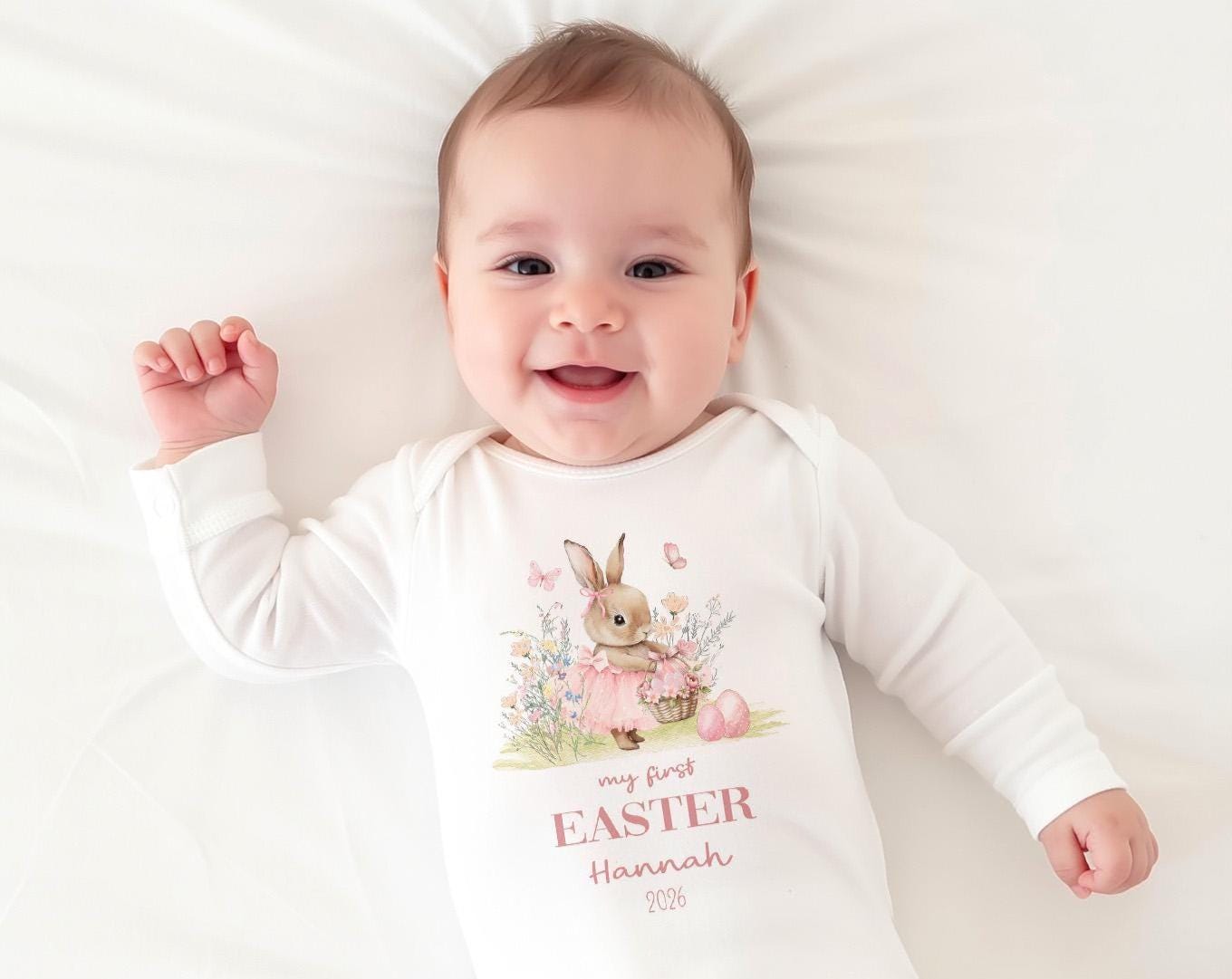 Personalised My First Easter Babygrow, Custom 1st Easter Sleepsuit Outfit Gift For Baby