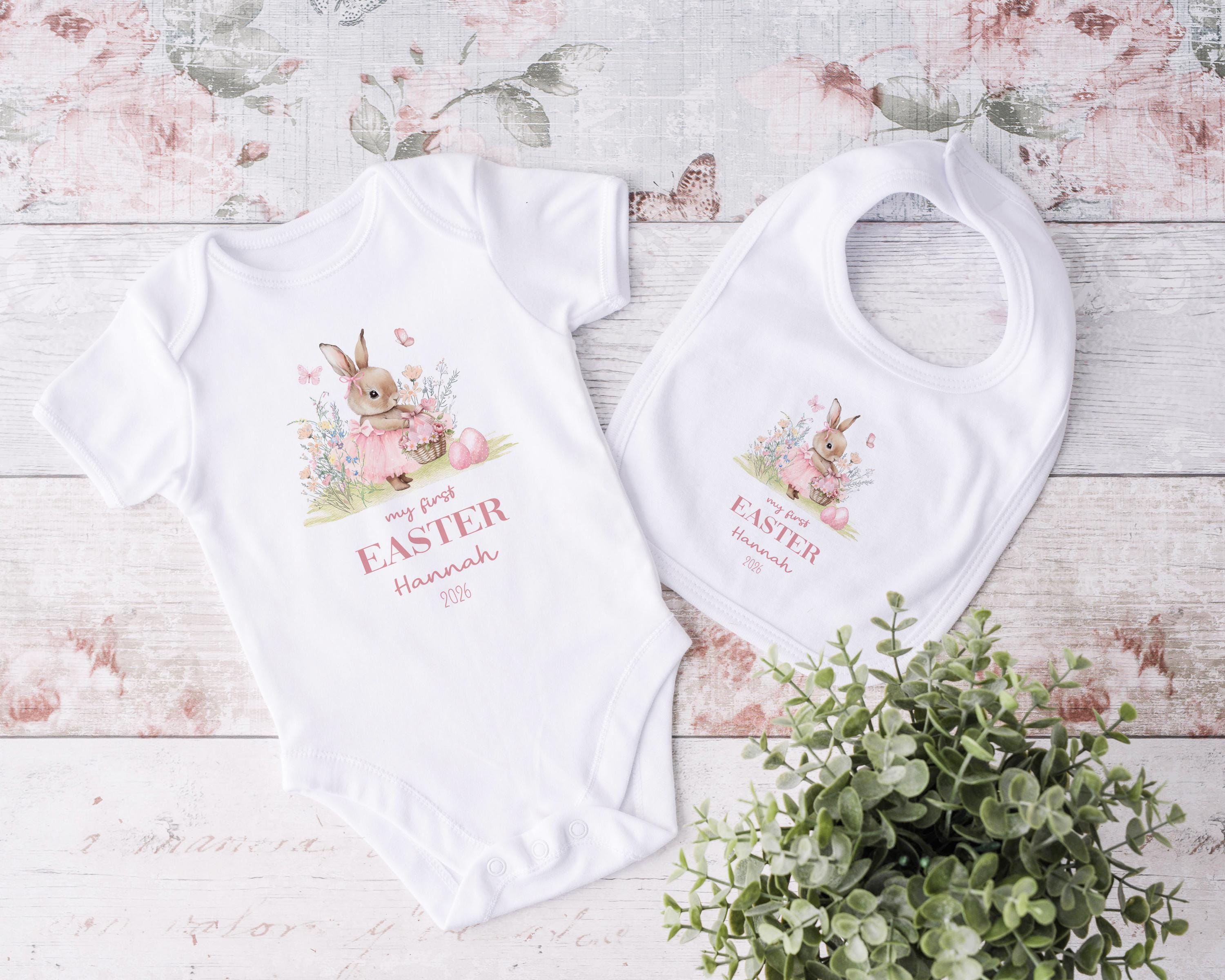 Personalised My First Easter Babygrow, Custom 1st Easter Sleepsuit Outfit Gift For Baby