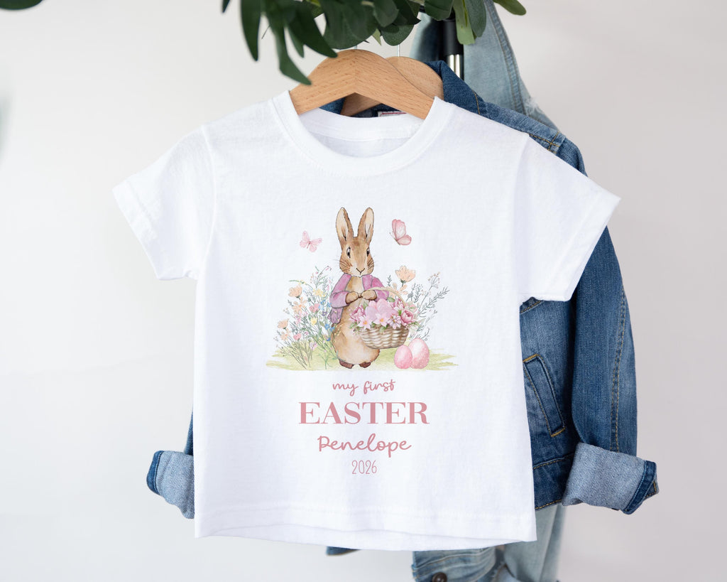 Personalised My First Easter Tshirt, Custom 1st Easter Sleepsuit Outfit Gift For Baby Girl