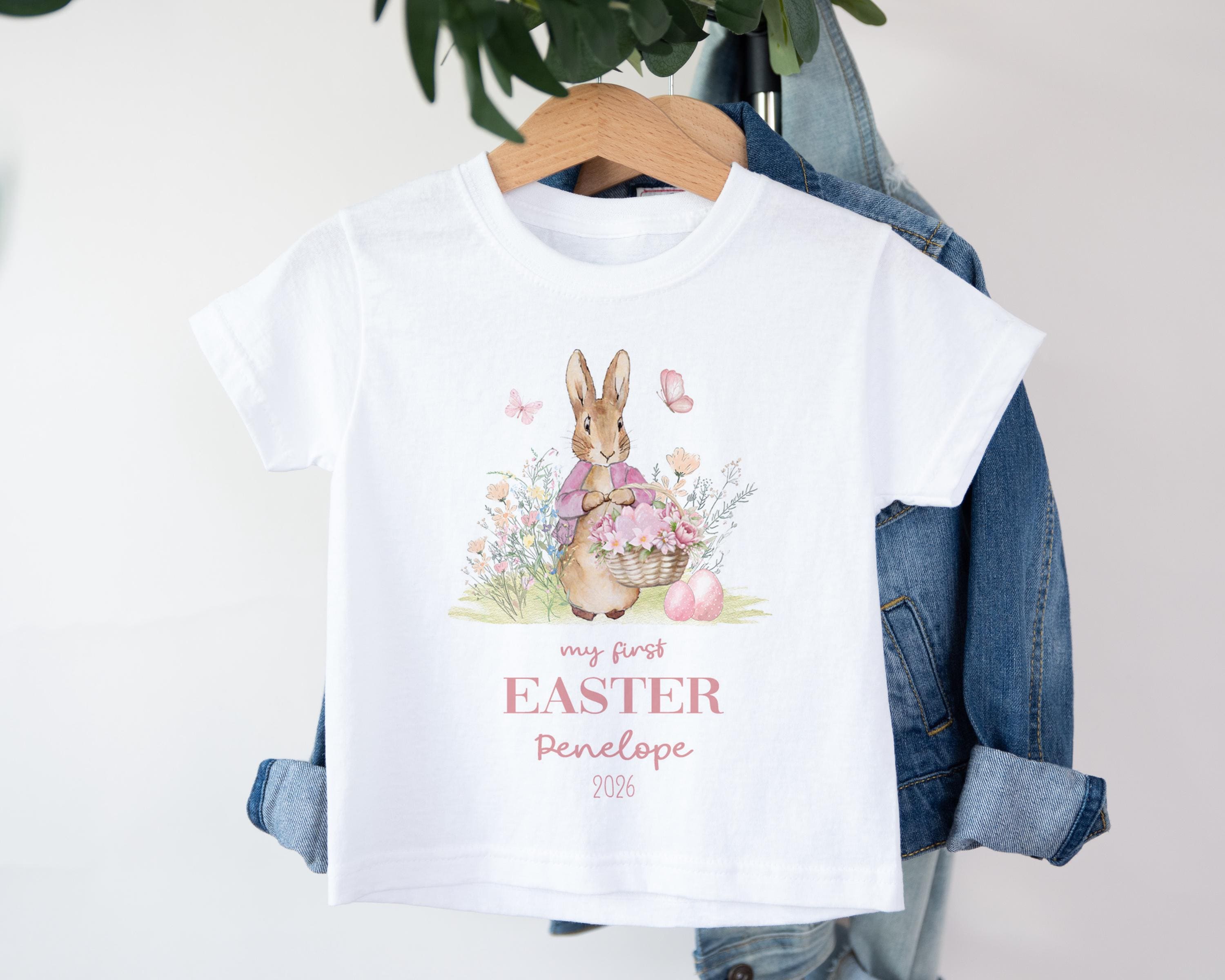 Personalised My First Easter Tshirt, Custom 1st Easter Sleepsuit Outfit Gift For Baby Girl