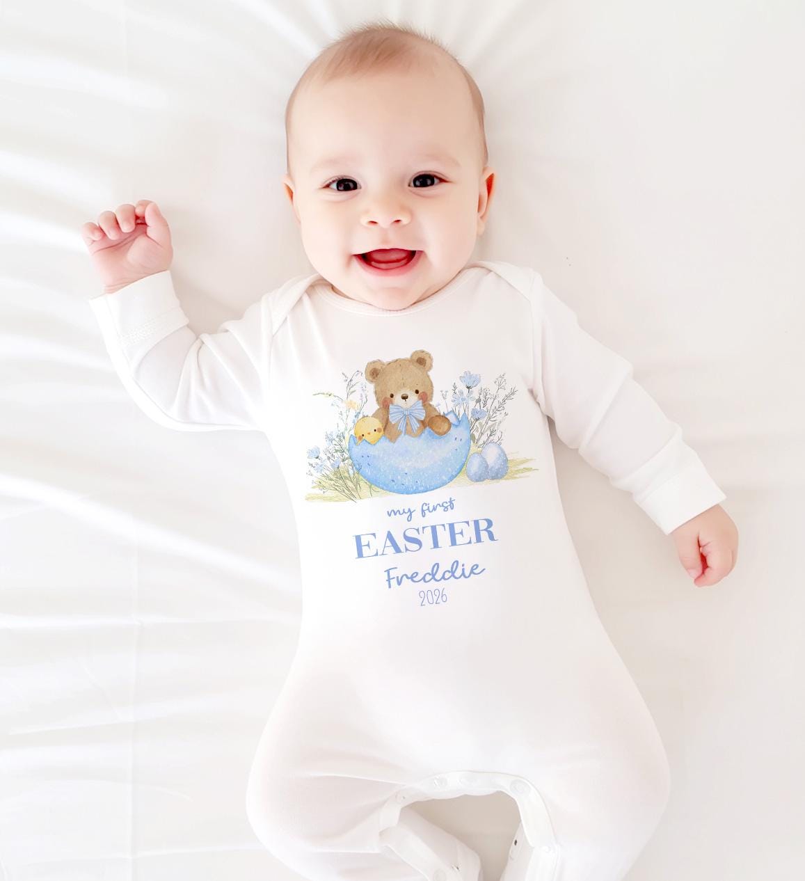 Personalised My First Easter Tshirt, Custom 1st Easter Sleepsuit Outfit Gift For Baby Girl