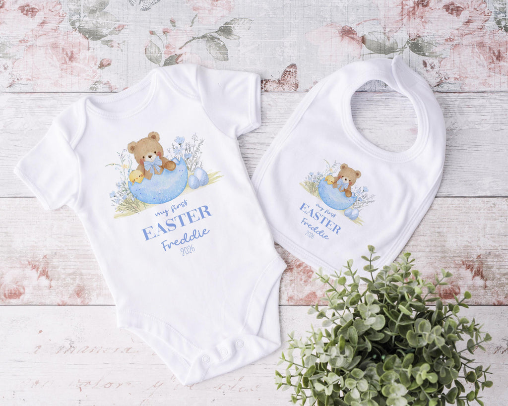 Personalised My First Easter Tshirt, Custom 1st Easter Sleepsuit Outfit Gift For Baby Girl
