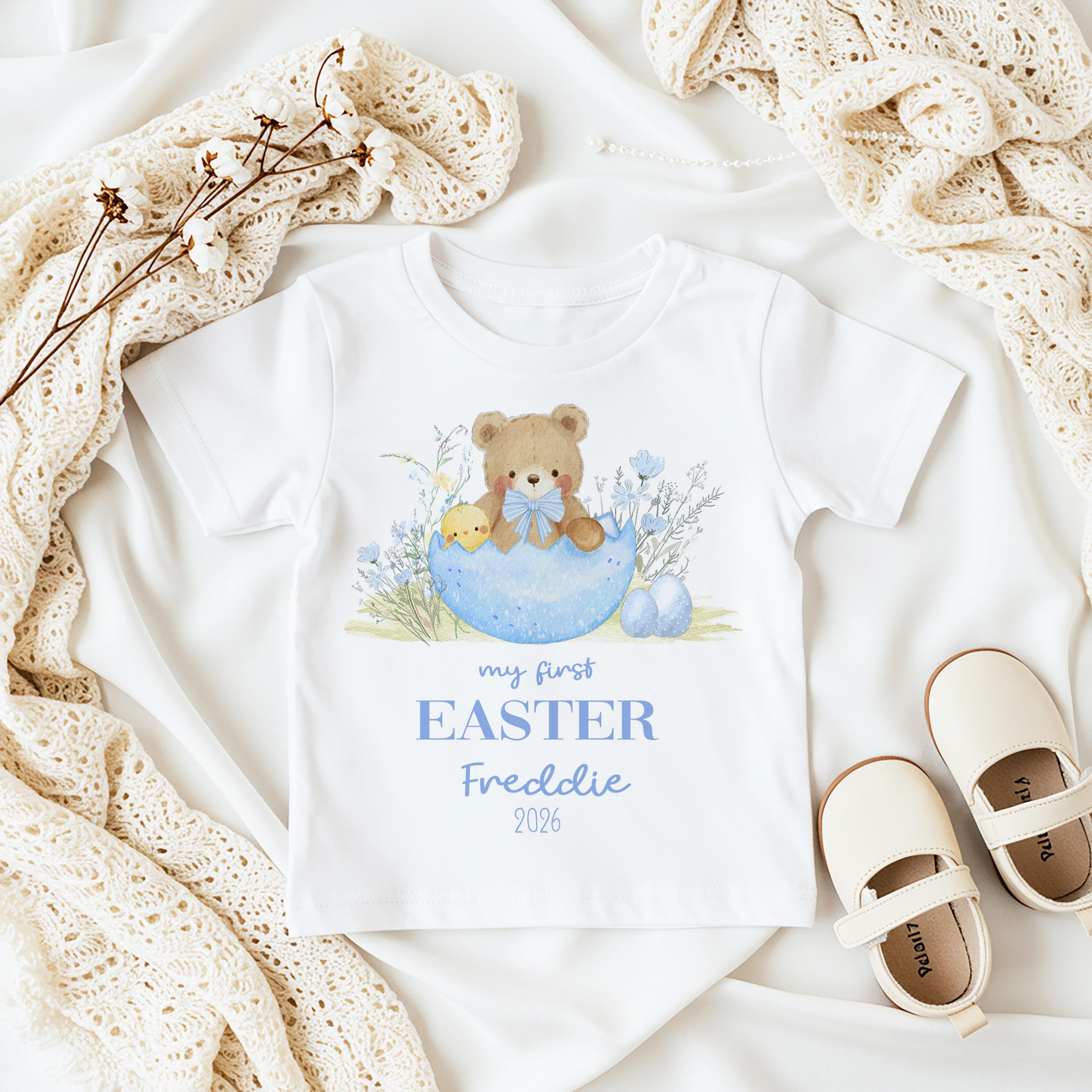 Personalised My First Easter Tshirt, Custom 1st Easter Sleepsuit Outfit Gift For Baby Girl