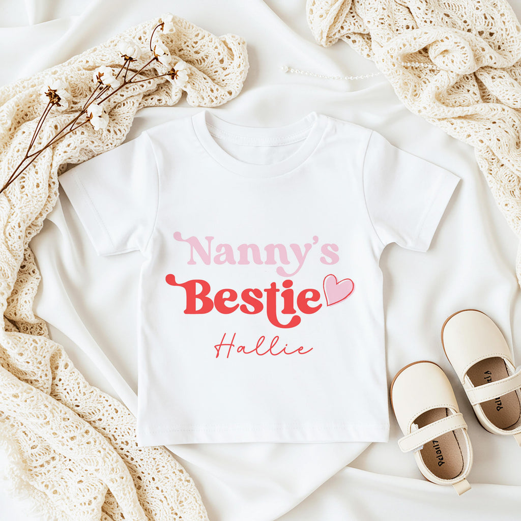 Personalised Nanny's Bestie Mother's Day Babygrow , Mother's Day Gift For Nana, Personalized Baby Girl Sleepsuit