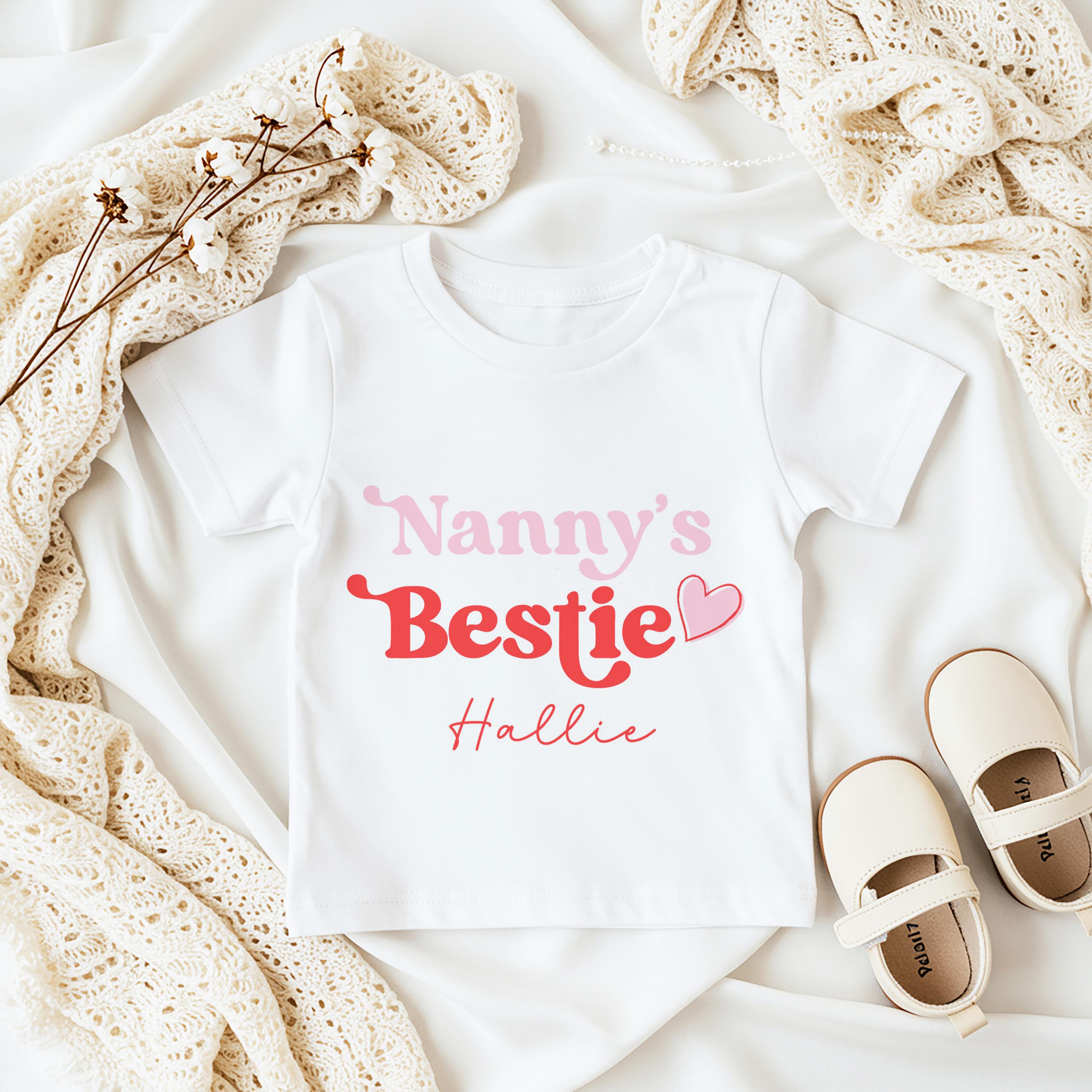 Personalised Nanny's Bestie Mother's Day Babygrow , Mother's Day Gift For Nana, Personalized Baby Girl Sleepsuit