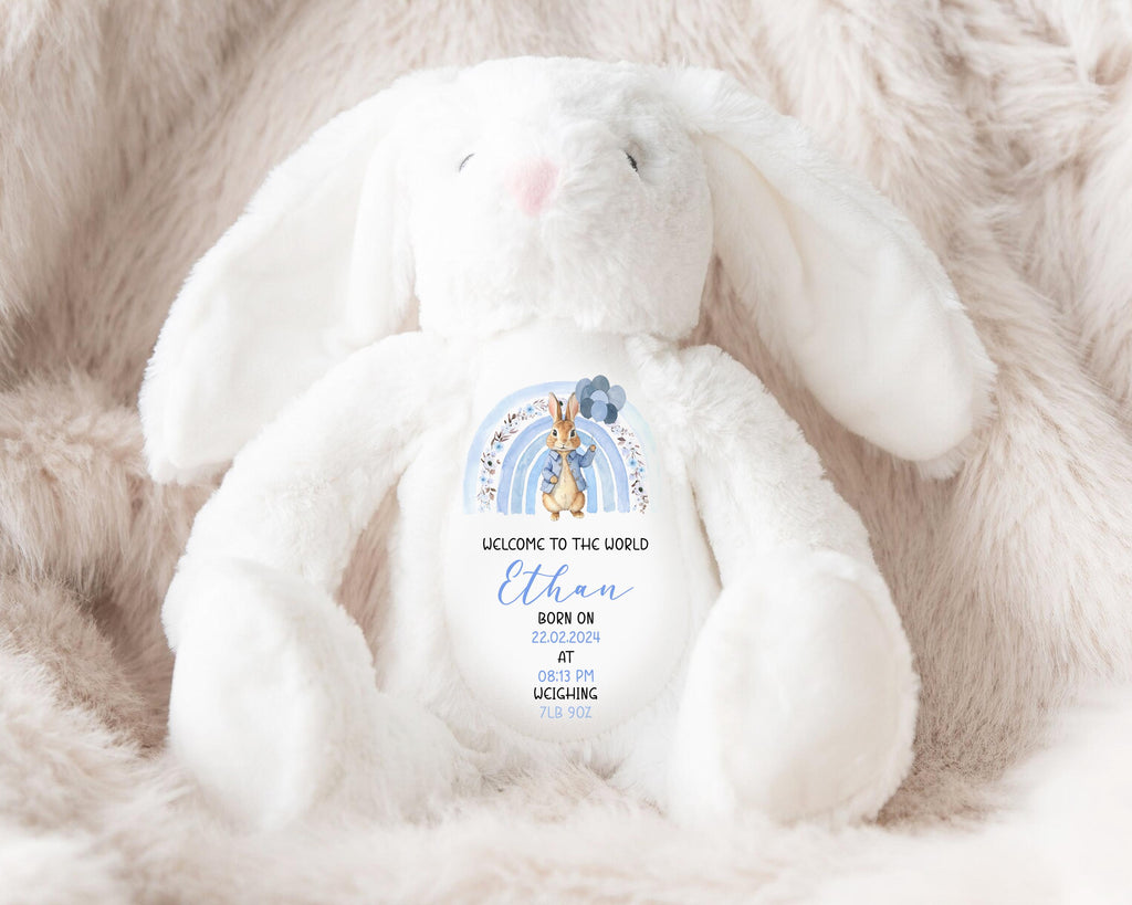 Personalised New Baby Gift, New Baby Soft Toy, New baby gift, New born Gift, Baby Keepsake, Baby shower gift, Birth stats, Teddy Bear Bunny