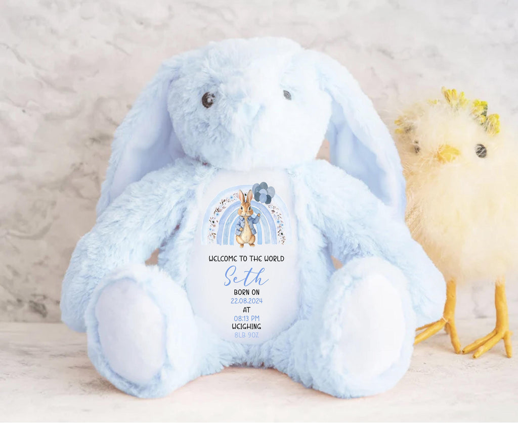 Personalised New Baby Gift, New Baby Soft Toy, New baby gift, New born Gift, Baby Keepsake, Baby shower gift, Birth stats, Teddy Bear Bunny