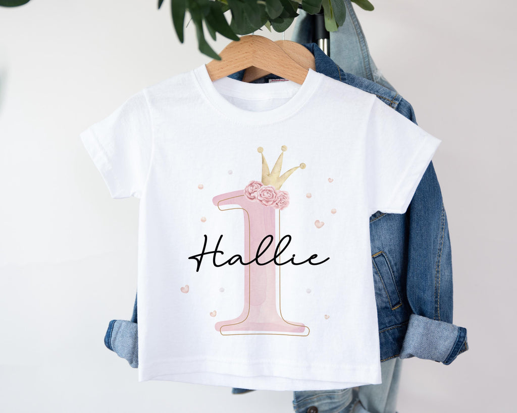 Personalised Princess Crown Baby Girl First Birthday Babygrow, Custom 1st Birthday Sleepsuit Outfit