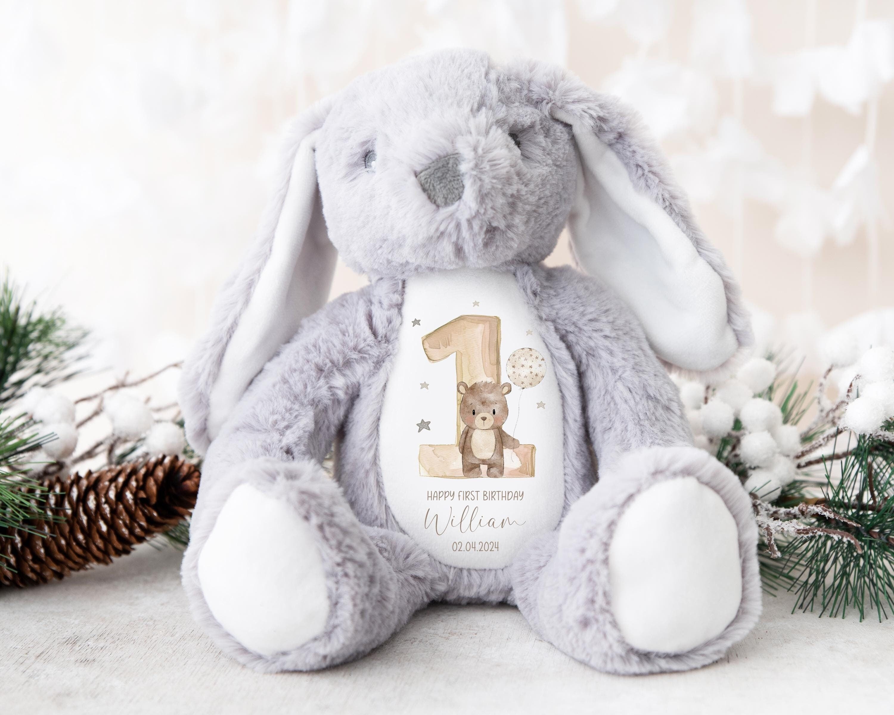 Personalised Teddy 1st Birthday Gift Custom Teddy Bear Keepsake, First Birthday Gift for Baby, Special Baby Gift Son Daughter
