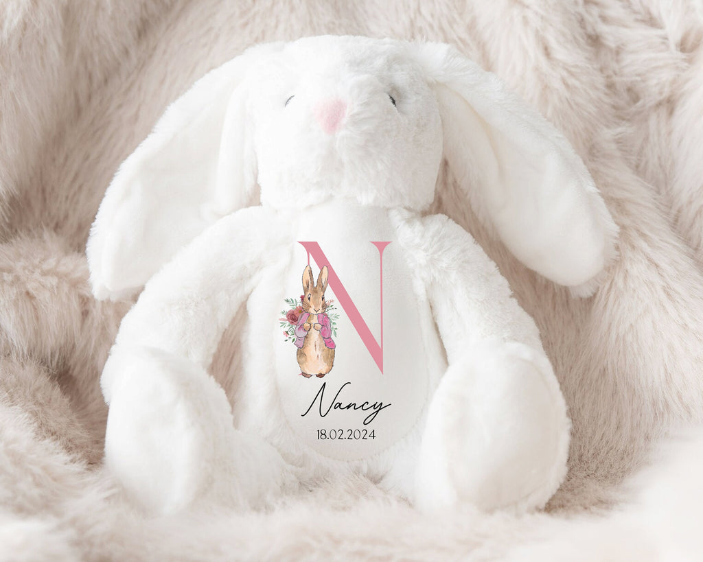 Personalised Teddy New Baby Gift , Baby Shower, New Parents, Gifts for Grandchildren, Baby Boy, Baby Girl, Bunny Rabbit, Custom Name