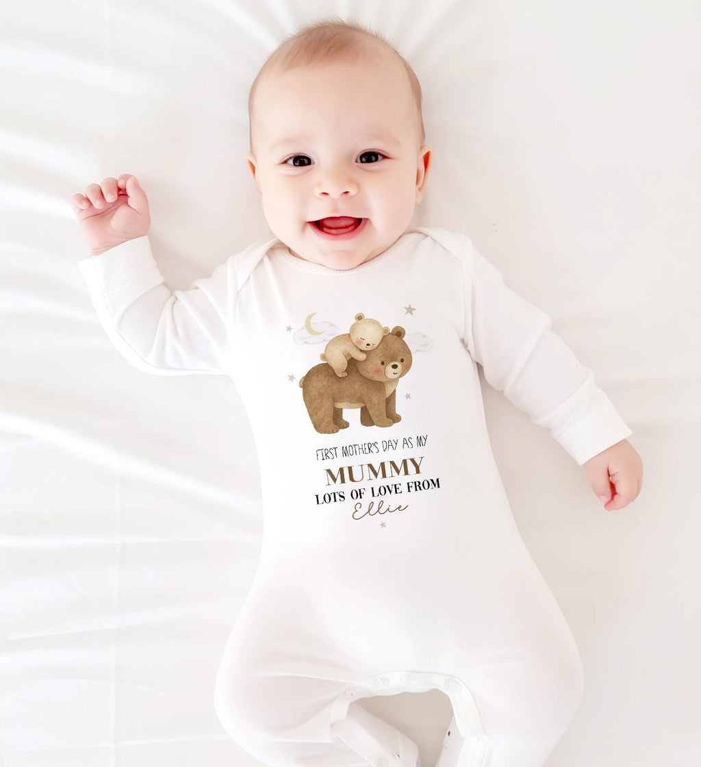 Personalised first mothers day gift from baby, custom 1st mother's day as my mummy, Custom sleepsuit mothers day baby outfit for new mum