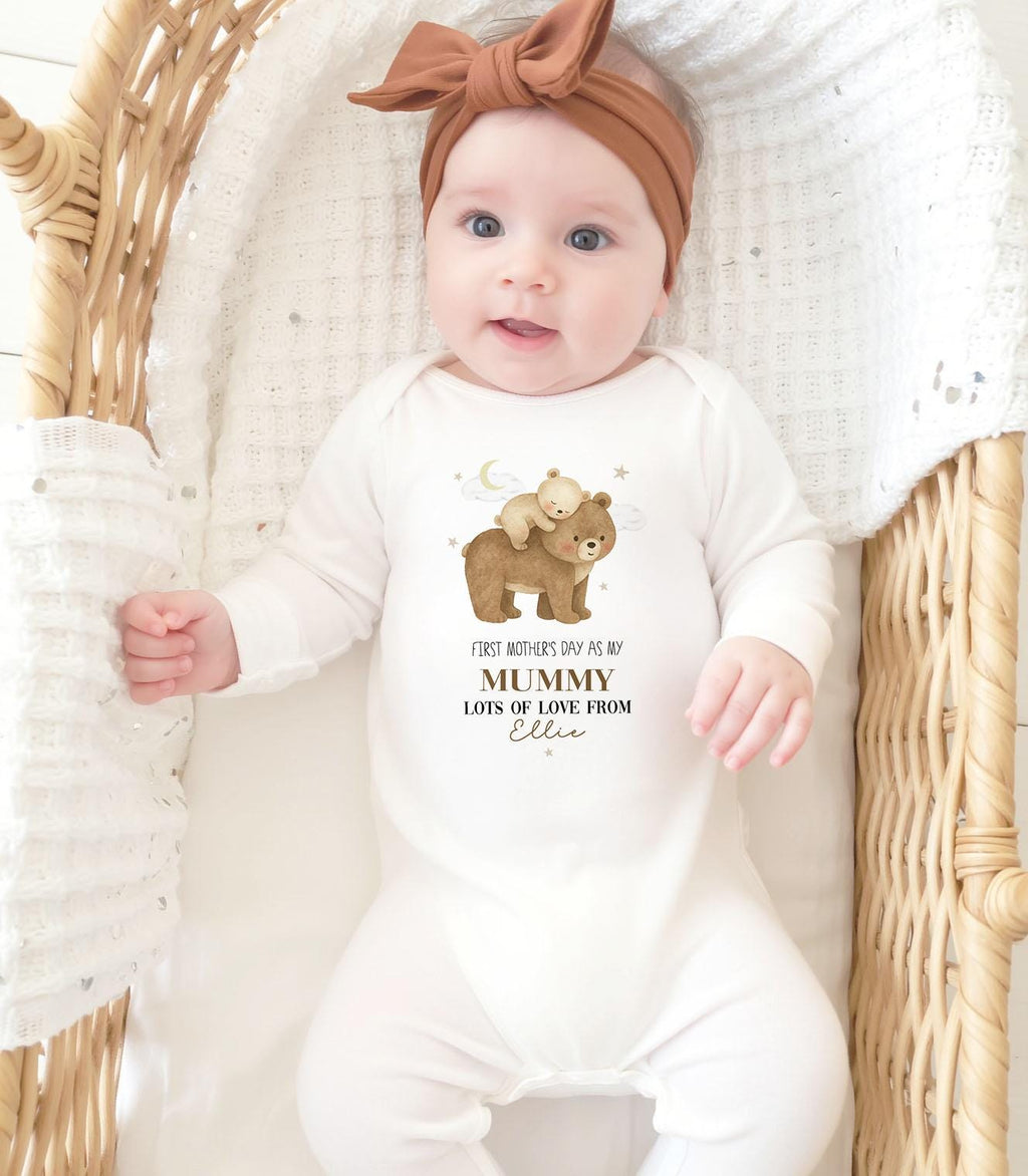 Personalised first mothers day gift from baby, custom 1st mother's day as my mummy, Custom sleepsuit mothers day baby outfit for new mum