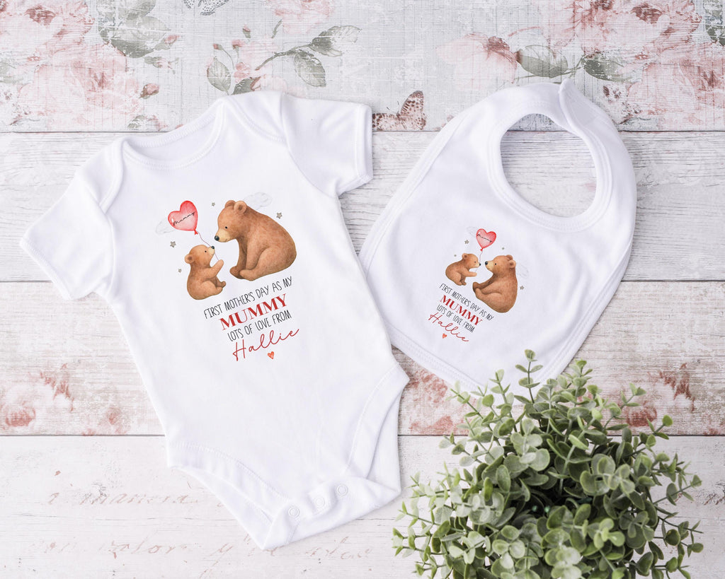 Personalised first mothers day gift from baby, custom 1st mother's day as my mummy, Custom sleepsuit mothers day baby outfit for new mum