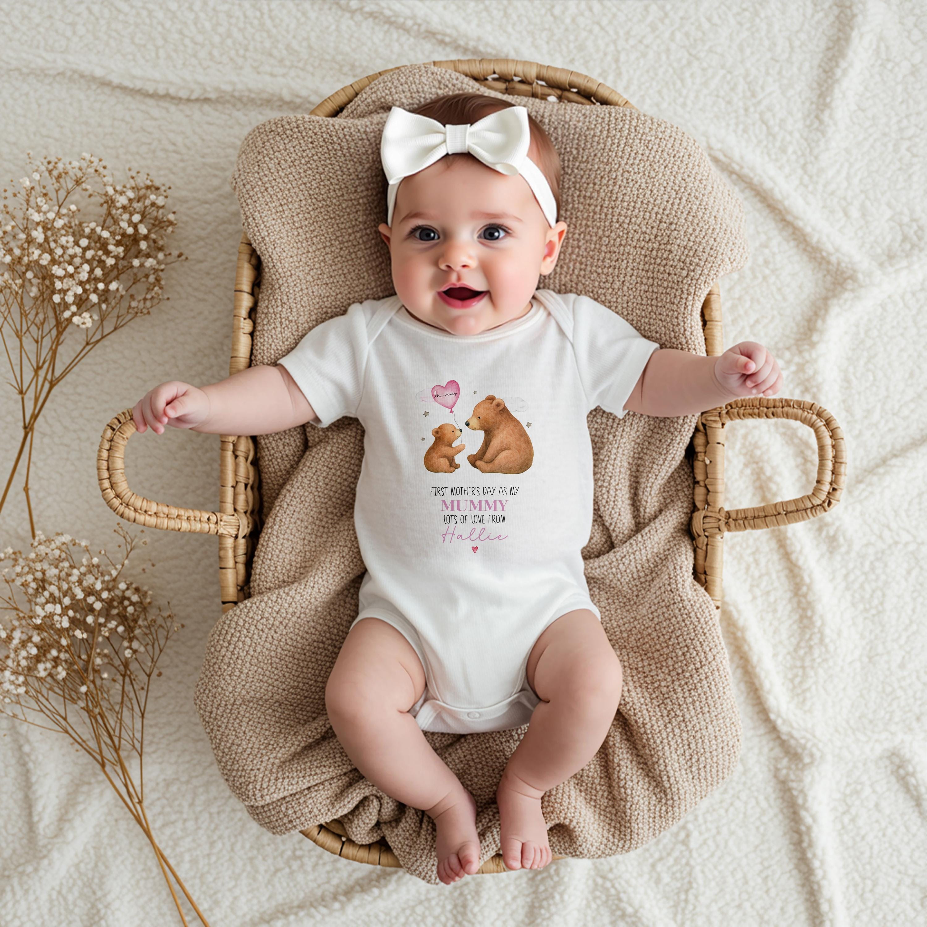 Personalised first mothers day gift from baby, custom 1st mother's day as my mummy, Custom sleepsuit mothers day baby outfit for new mum