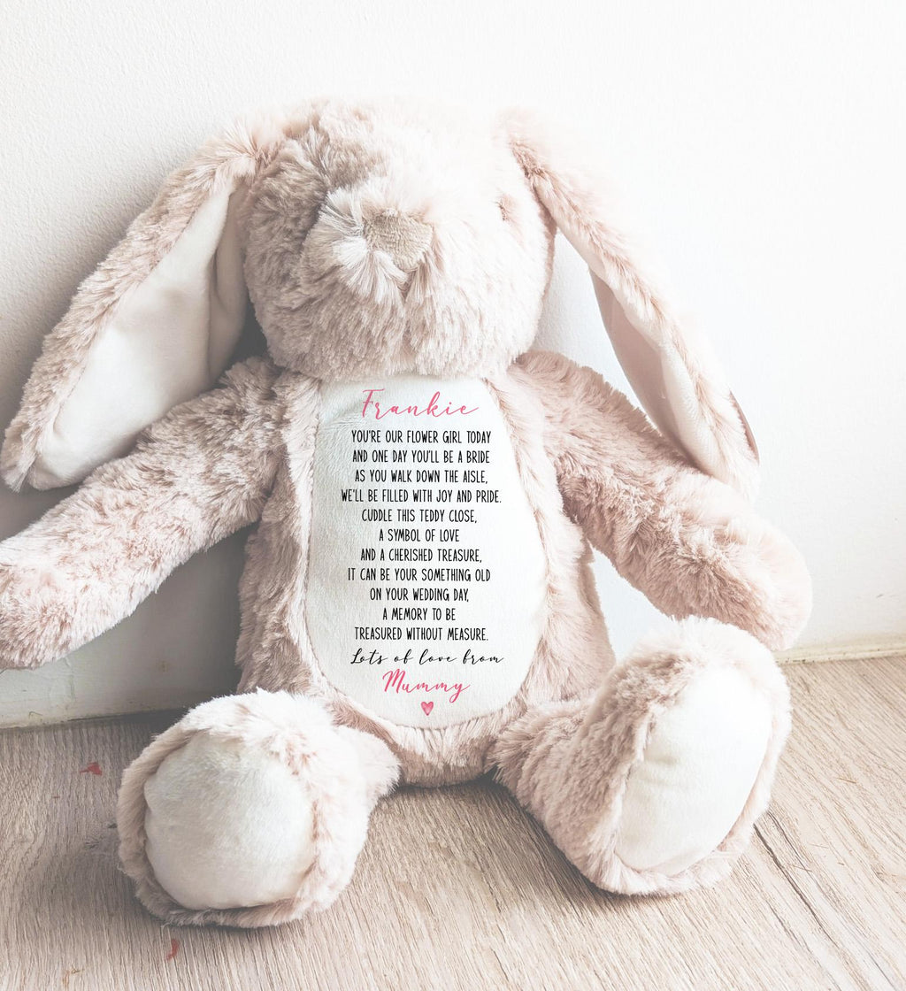 Personalised flower girl teddy gift, Flower girl thank you gift, Flower girl teddy bear, Unique flower girl gift, Handmade flower girl gift