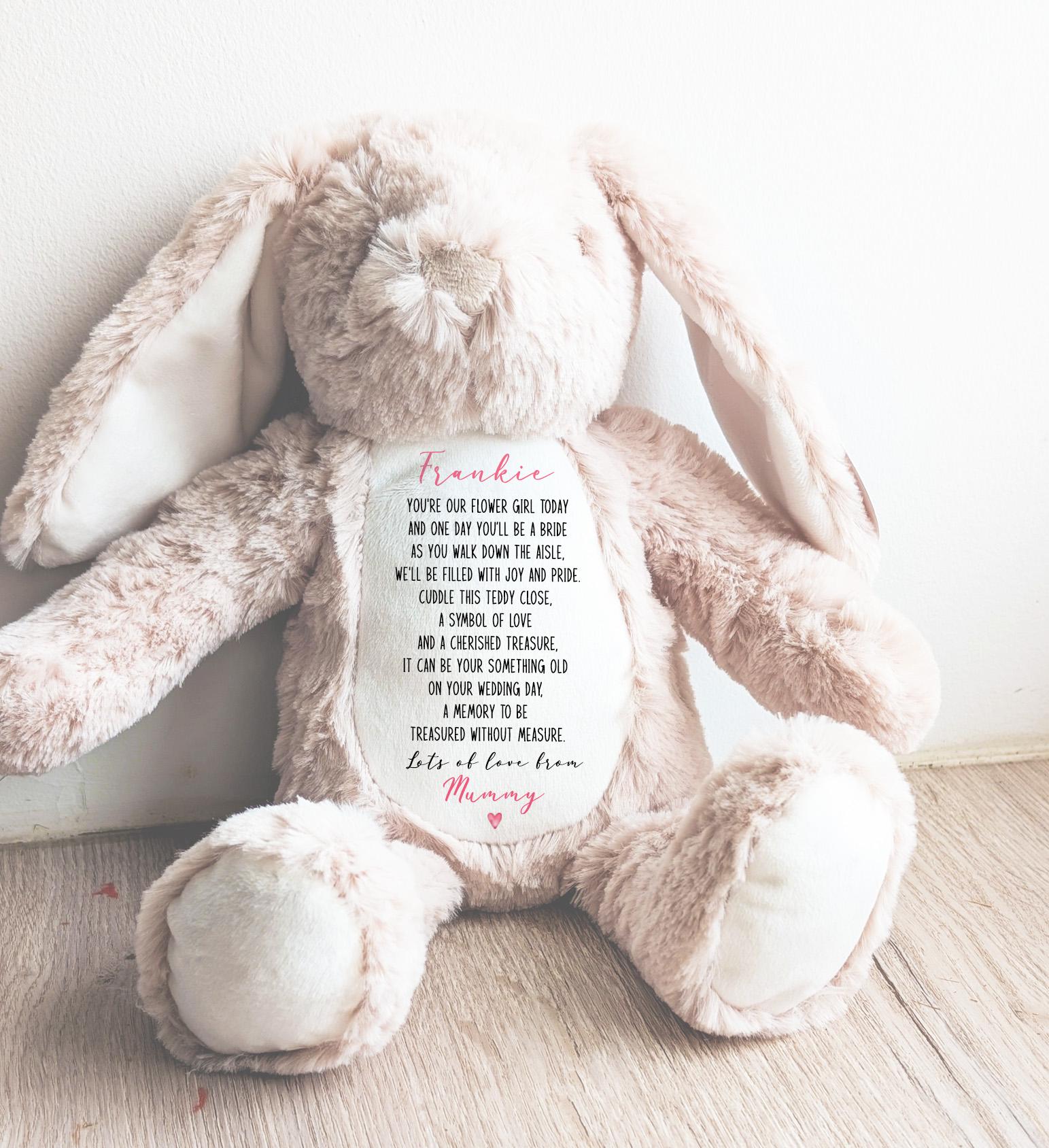 Personalised flower girl teddy gift, Flower girl thank you gift, Flower girl teddy bear, Unique flower girl gift, Handmade flower girl gift