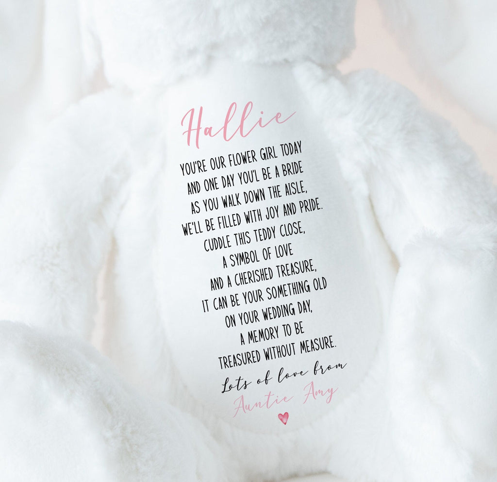 Personalised flower girl teddy gift, Flower girl thank you gift, Flower girl teddy bear, Unique flower girl gift, Handmade flower girl gift