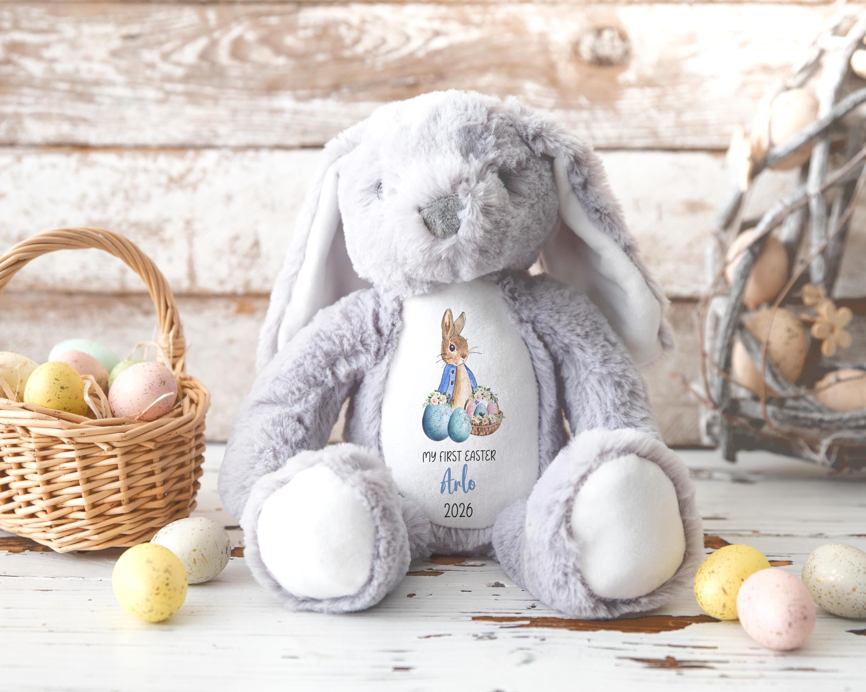 Personalised my first Easter Bunny Teddy Plushie for baby Girl Boy 1st Easter, Custom first Easter gift Keepsake