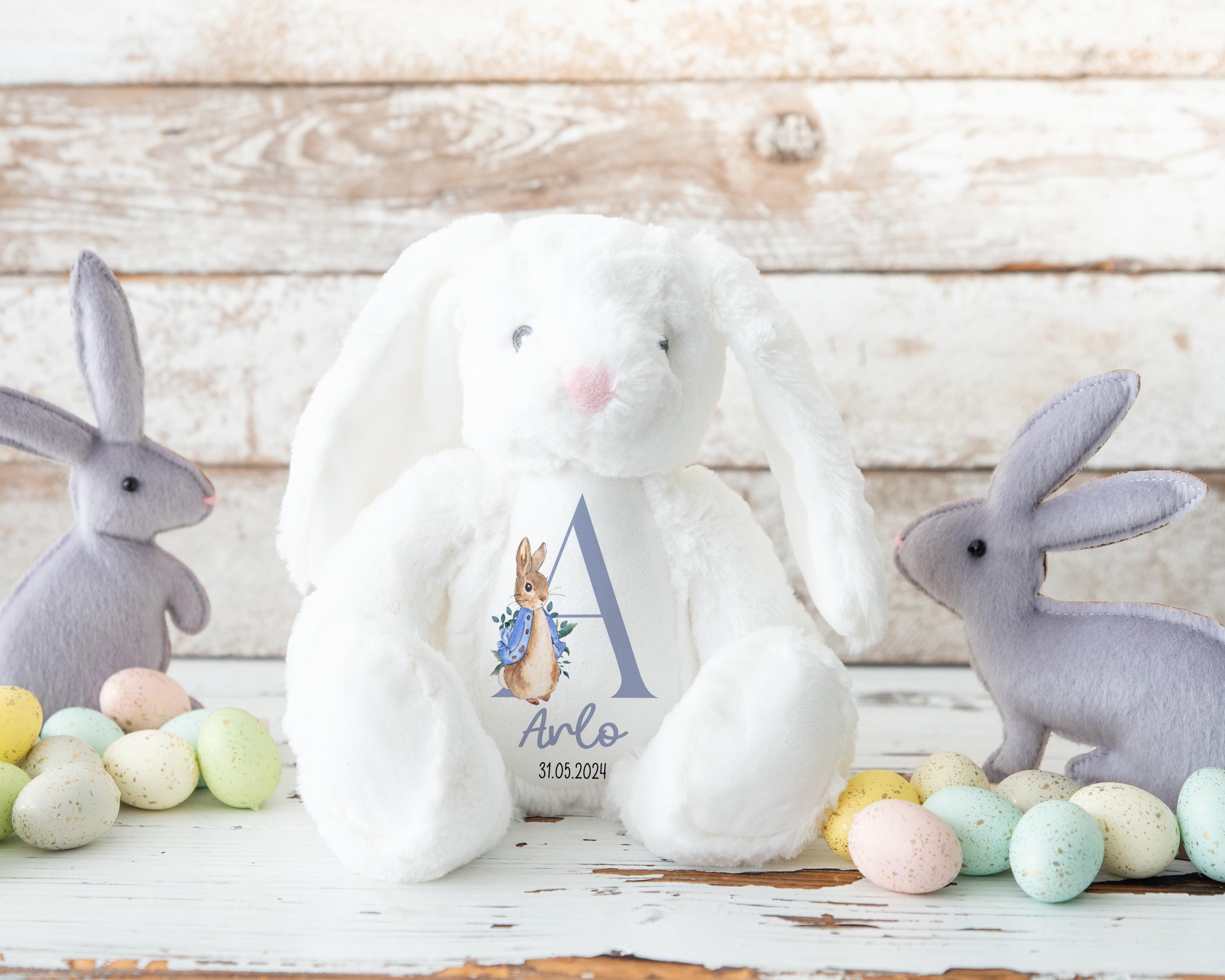 Personalised my first Easter Bunny Teddy Plushie for baby Girl Boy 1st Easter, Custom first Easter gift Keepsake