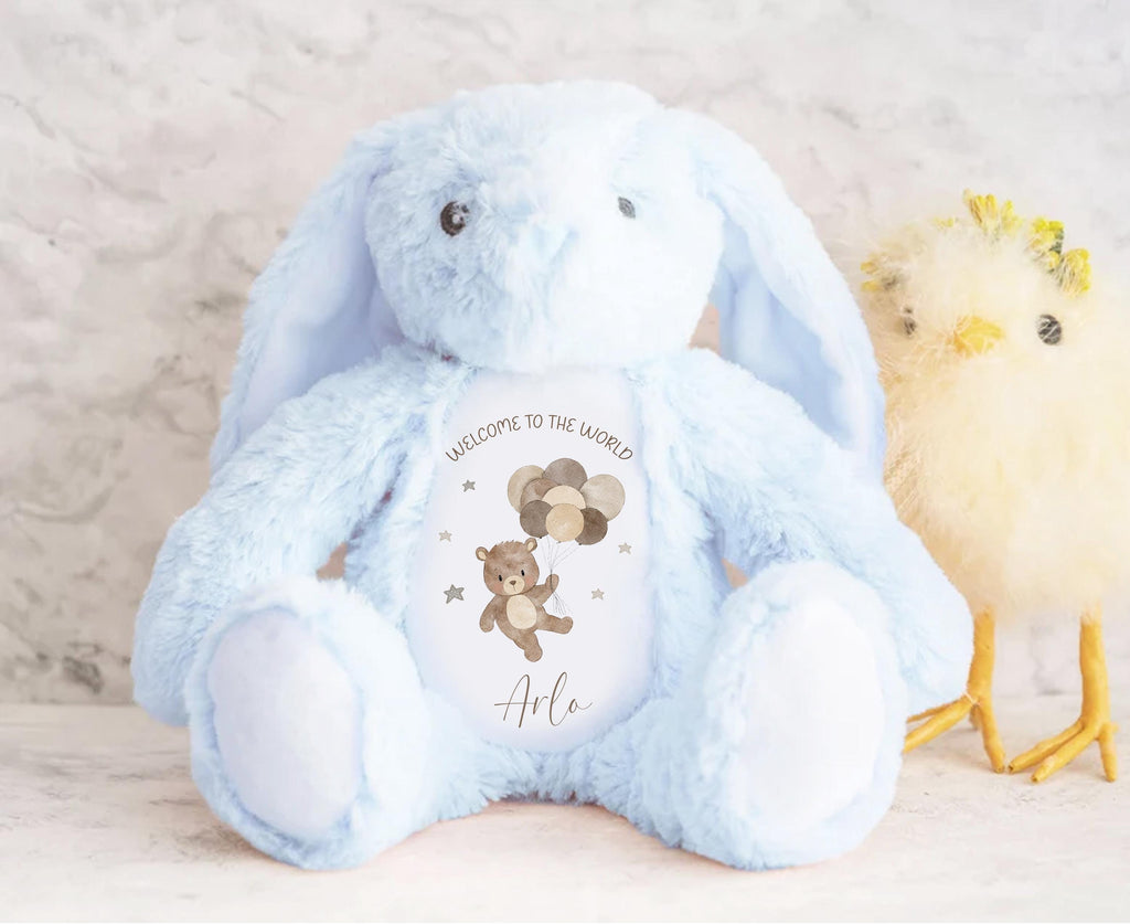 Personalised new born baby soft toy keepsake, Baby shower gift for new parents, Baby bear nursery decor, Birth announcement social media