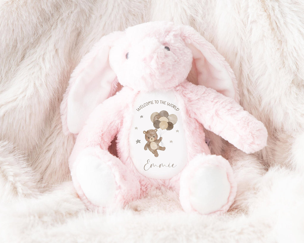 Personalised new born baby soft toy keepsake, Baby shower gift for new parents, Baby bear nursery decor, Birth announcement social media