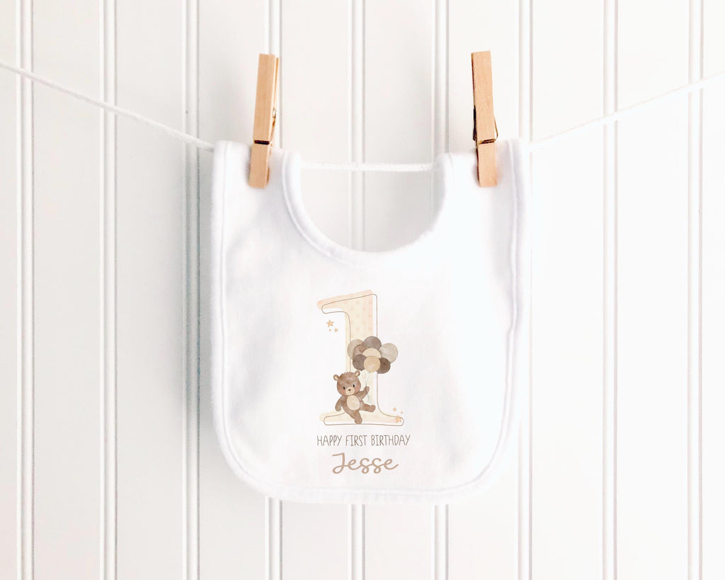 Personalized Beige Teddy Bear: First Birthday Gift, Custom Name