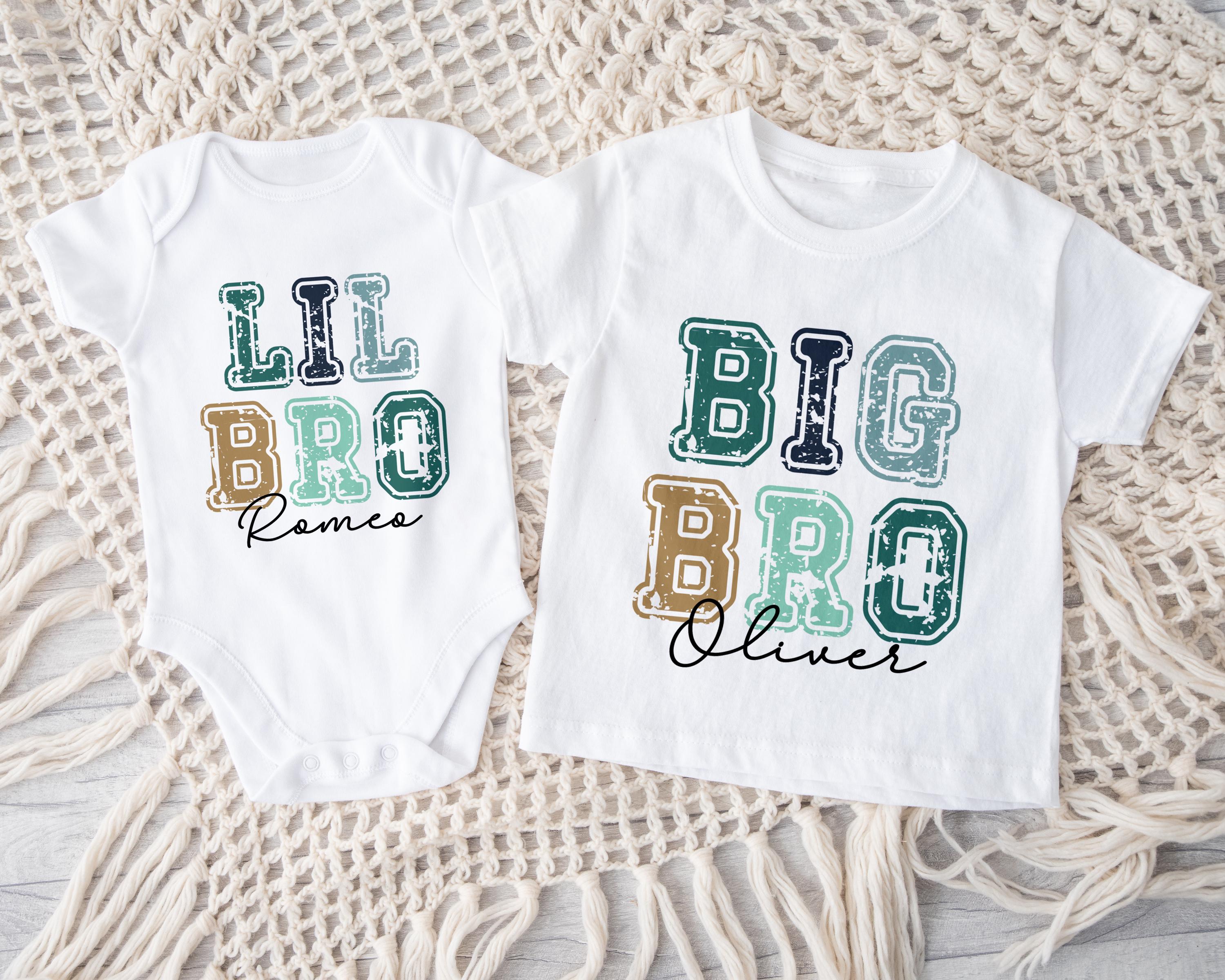 Personalized Big Brother Little Brother Matching Set, Cotton Sibling Outfits