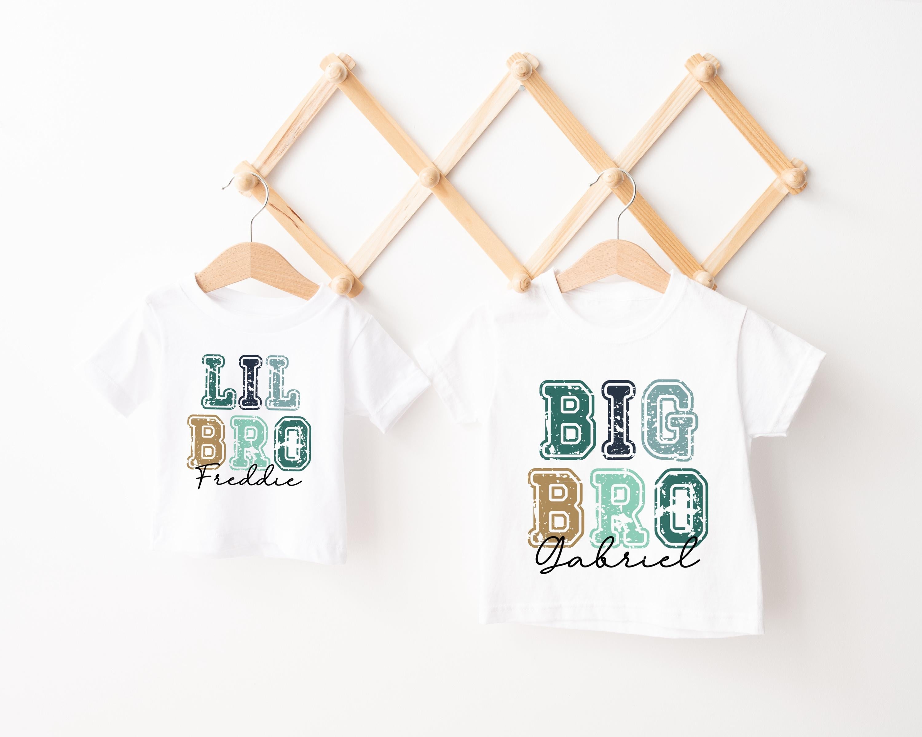 Personalized Big Brother Little Brother Matching Set, Cotton Sibling Outfits