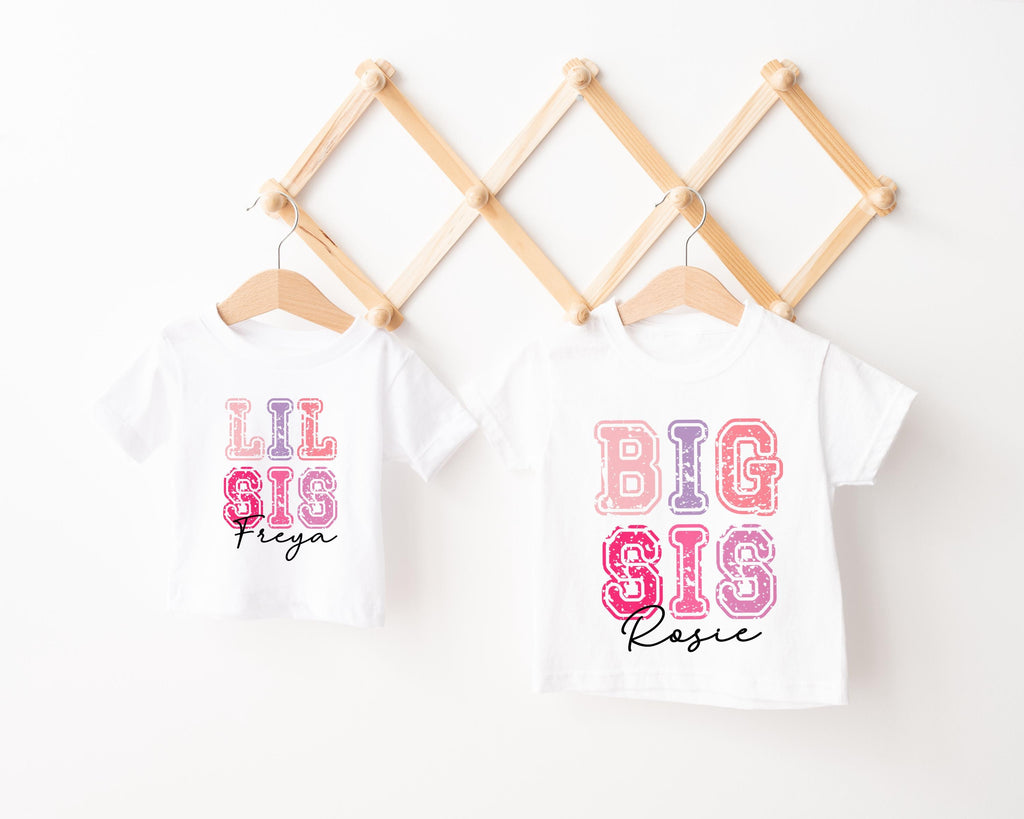 Personalized Big Sister Little Sister Matching Set, Cotton Sibling Outfit