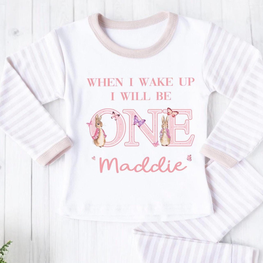 Personalized Bunny 1st Birthday Pajamas: Butterfly Theme Outfit