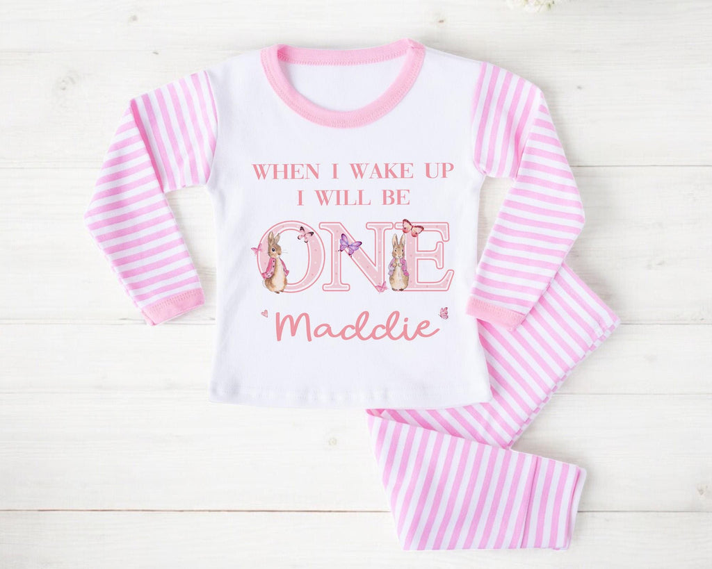 Personalized Bunny 1st Birthday Pajamas: Butterfly Theme Outfit