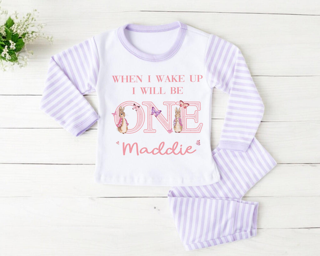 Personalized Bunny 1st Birthday Pajamas: Butterfly Theme Outfit