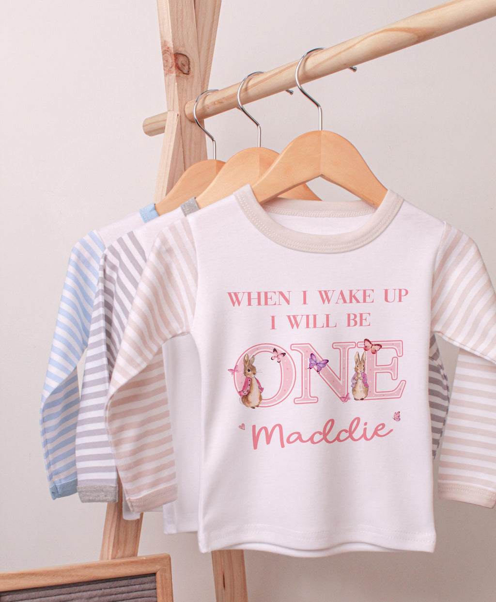 Personalized Bunny 1st Birthday Pajamas: Butterfly Theme Outfit