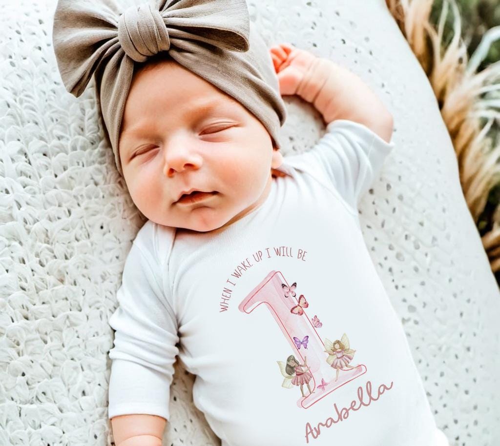 Personalized Fairy 1st Birthday Baby Grow: Butterfly Theme Sleepsuit
