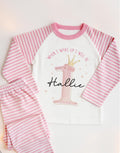 Personalized Princess Crown 1st Birthday Pajamas, Pink Girl Cotton Nightwear