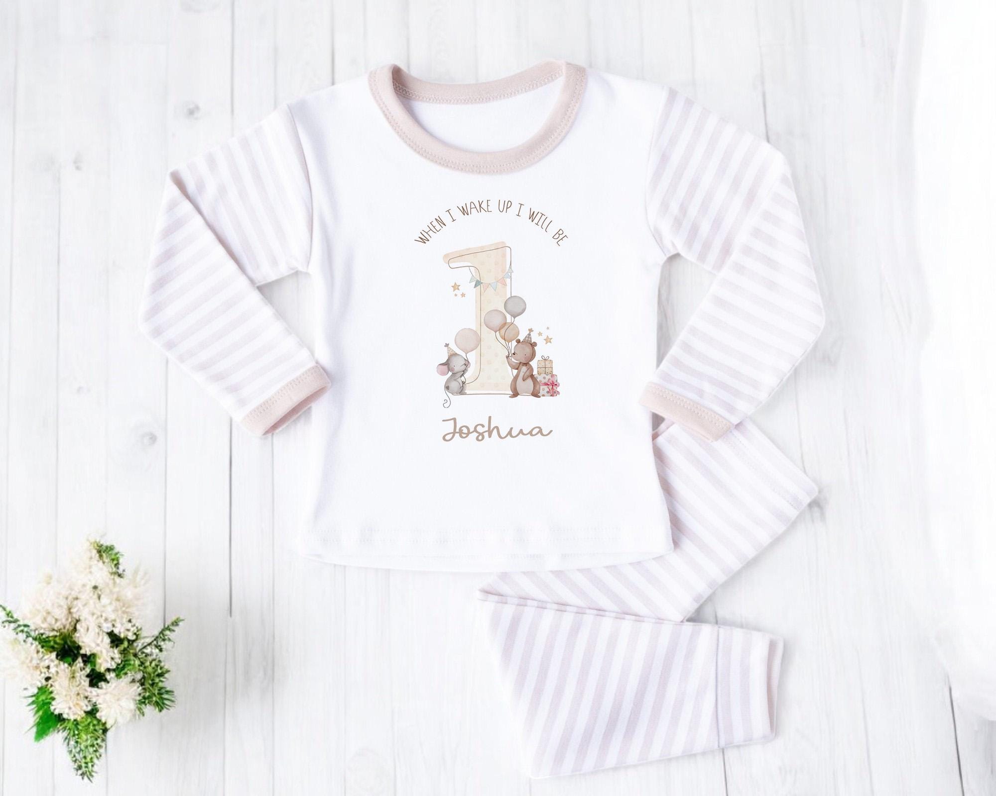 Safari Jungle 1st Birthday Pajamas: Personalized Cotton PJs